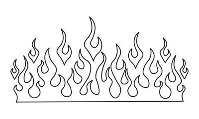 Minimalist silhouette of flame. One line drawing.  Design template