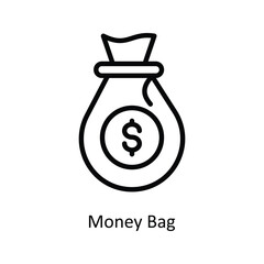 Money Bag Vector Outline icon for your digital or print projects. stock illustration