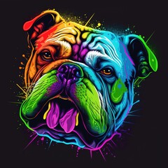 english bulldog puppy color flat illustration