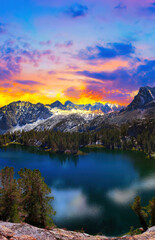 Fototapeta na wymiar Dramatic Fiery skies at sunrise, California, United States