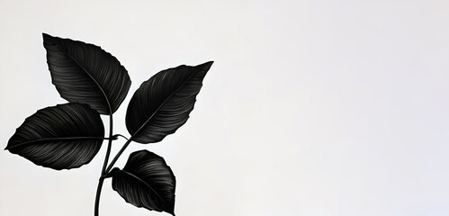 black silhouette leaves isolated on white background generative ai