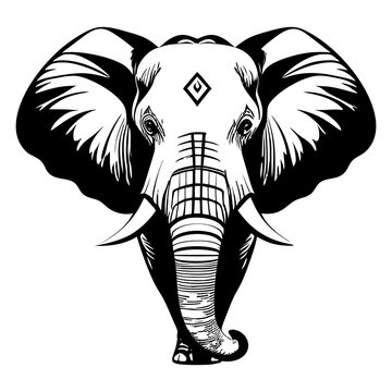 Elephant black and white vector