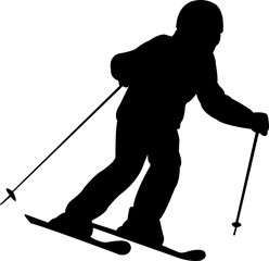 child skiing silhouette. transparent background. winter activity