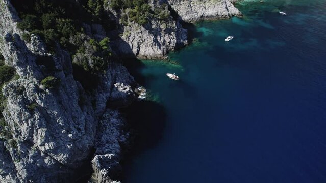 island capri view from a drone to the bay with a boat