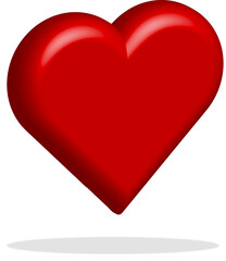 3d design of floating heart with transparent background.