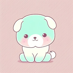 cute little small white puppy pastel colors cartoon character style, generative AI