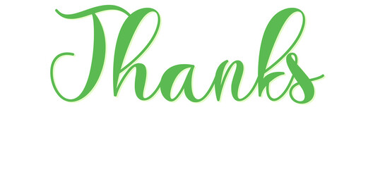 thanks written in english - green color - picture, poster, placard, banner, postcard, card. png