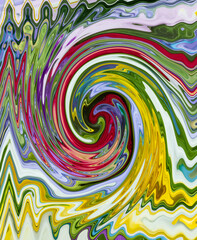 Fototapeta na wymiar Distorted photo, abstract background in bright colors. Psychedelic design.