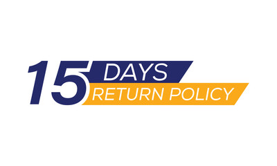 15 days return policy icon, 15 days return policy typography