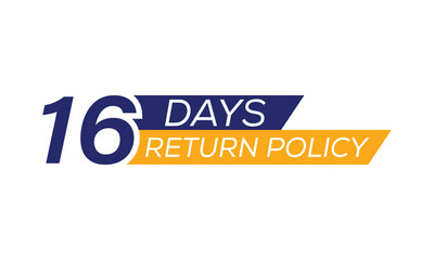 16 days return policy icon, 16 days return policy typography