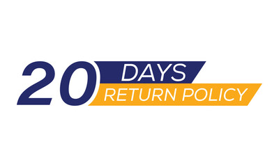 20 days return policy icon, 20 days return policy typography