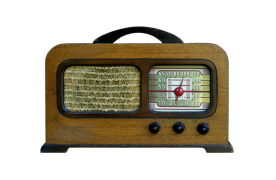 Vintage radio isolated on a transparent background.