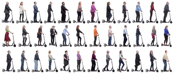 group of successful people on scooter isolated © ASDF
