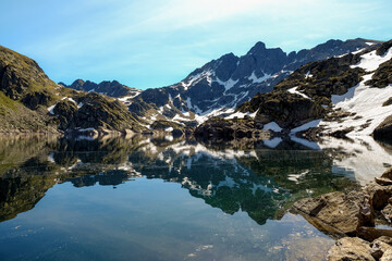 Estany de Juclà, it is a lake in Vall d'Incles in Andorra - obrazy, fototapety, plakaty
