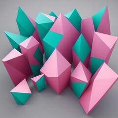 Fototapeta premium Geometric Low Poly 3D CGI Render Wallpaper Background, AI Generated. 