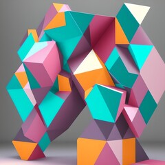 Obraz premium Geometric Low Poly 3D CGI Render Wallpaper Background, AI Generated. 
