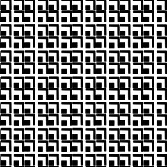 Seamless black and white geometric pattern on a white background.