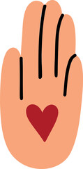 Hand with heart. Vector illustration