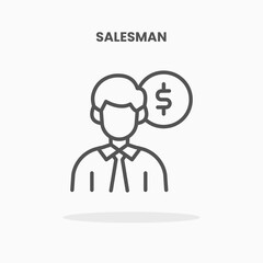 Salesman person dollar icon vector illustration line style. Great design for web, app and more. Editable Stroke and pixel perfect.