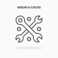 Wrench Cross icon vector illustration line style. Great design for web, app and more. Editable Stroke and pixel perfect.