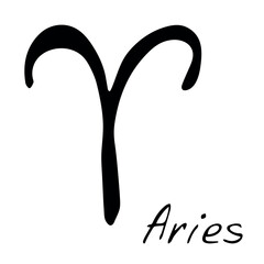 Hand drawn aries zodiac sign Esoteric symbol doodle Astrology clipart Element for design