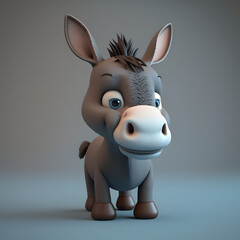 Cute Cartoon Donkey Character 3D Rendered
