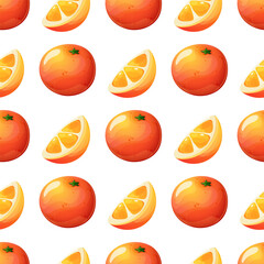 Seamless pattern with whole orange and slice, summer pattern with fruit