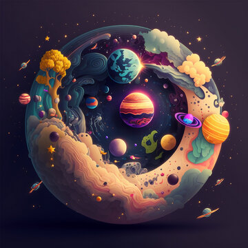 Cartoon universe A crazy art of the universe in a cartoony look to it perfect for logos, clothing, and more