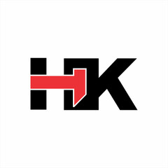 H K letter logo design with hammer.