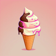 Appetizing ice cream on a color background. Color illustration. Generative AI