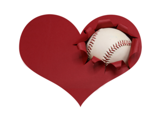 Heart with Baseball bursting through