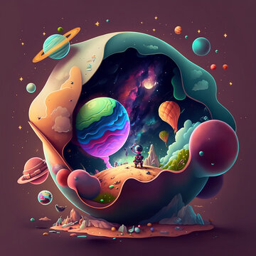 Cartoon universe A crazy art of the universe in a cartoony look to  it perfect for logos , clothing, and more 
