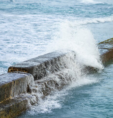 Waves Crashing on Rocks in Hawaii.