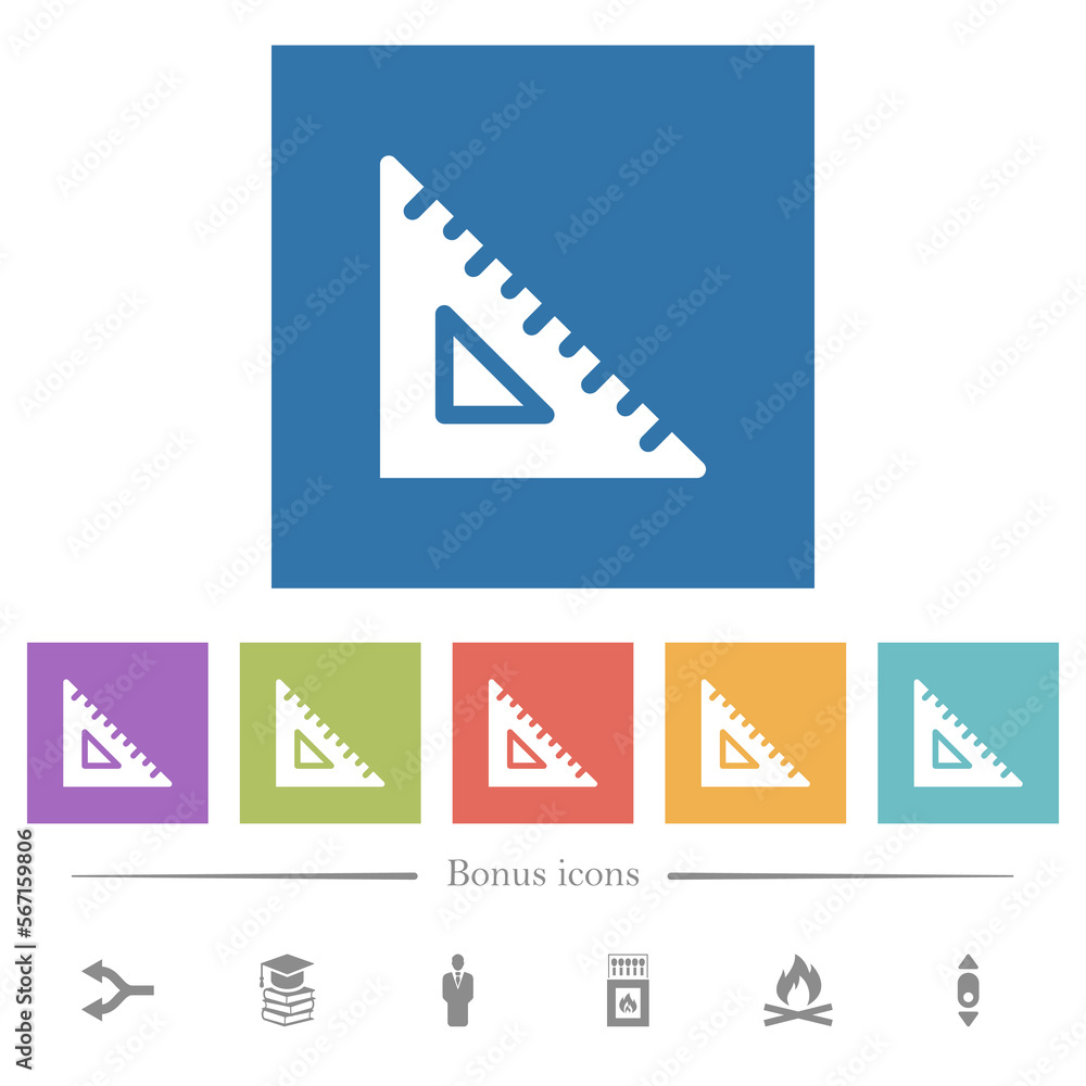 Poster triangle ruler solid flat white icons in square backgrounds