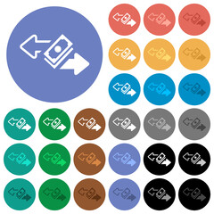 Money transactions round flat multi colored icons