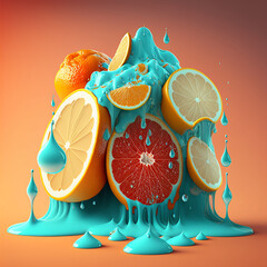 Melted orange ice cream