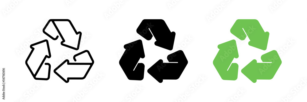Poster recycling icon. an arrow that revolves endlessly reuse concept recycled. isolate on white background
