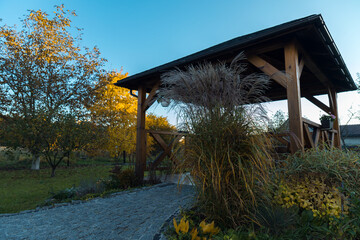 Garden gazebo made of wood.