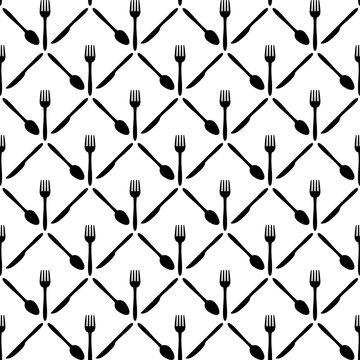 Seamless spoon and cutlery patterns for backgrounds, packaging, textures, fabric patterns, wallpapers, wall decorations for restaurants, cafes and other places to eat
