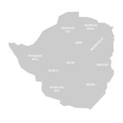 Zimbabwe political map of administrative divisions