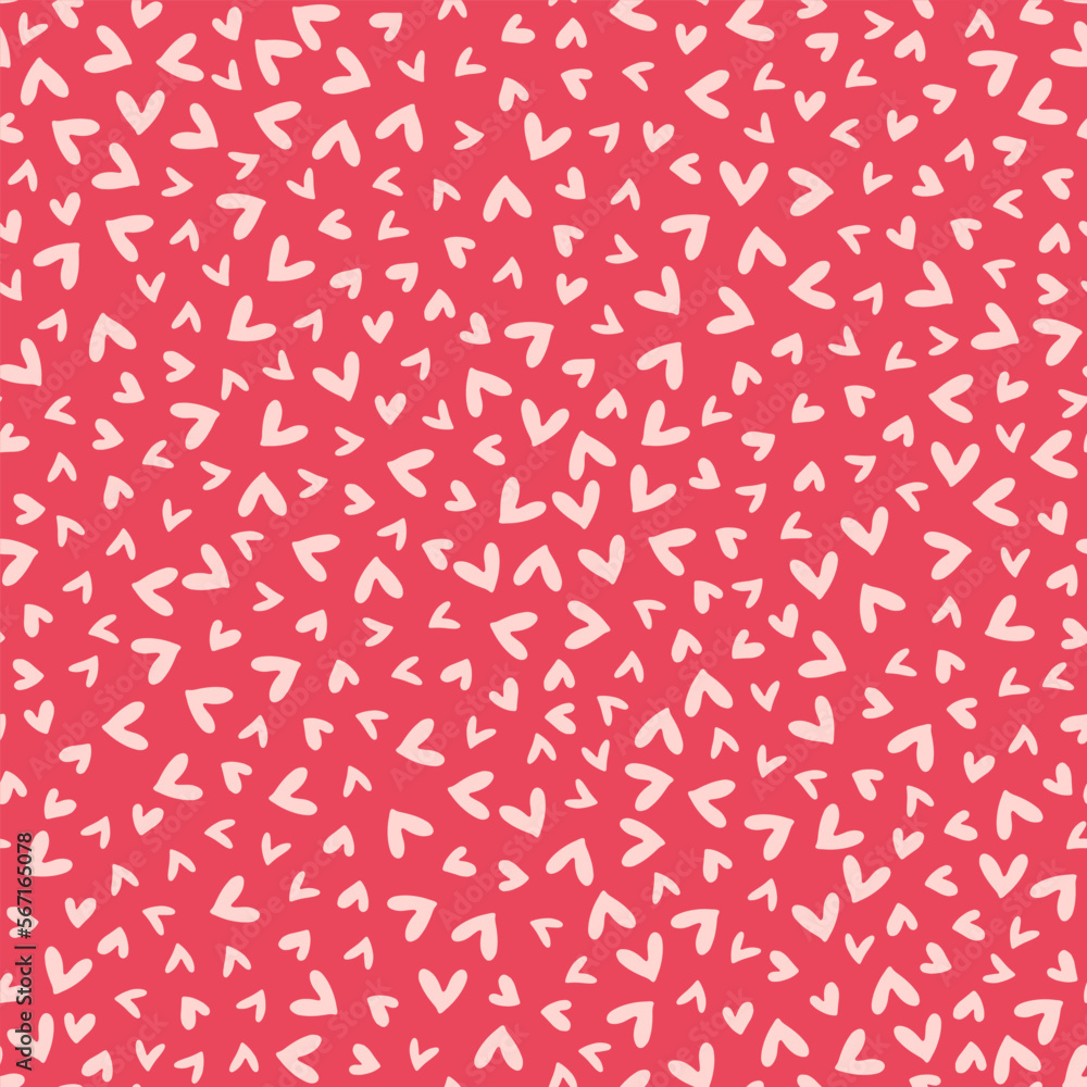 Poster seamless vector pattern with hearts on red background. vector repeating texture with red fill color 