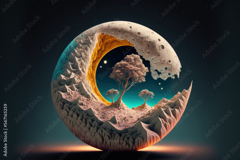 Poster moon before it is fully formed. generative ai