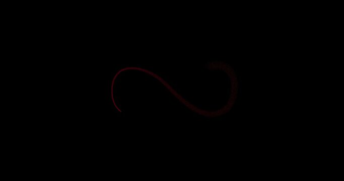 Animation of an infinity sign with the word Love. Infinity symbol light in motion on a dark background.