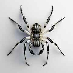 Obraz premium a white and black spider, isolated on white background