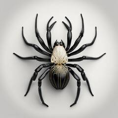a black and white spider on a white background