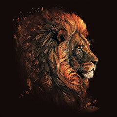 Lion Graphic Design Logo Tattoo Emblem. African. Generative AI