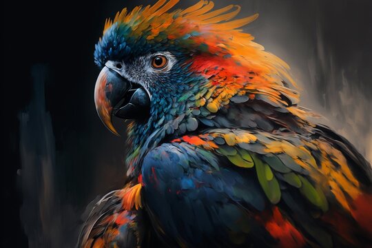 Papuga abstrakcyjny malarski kolorowy