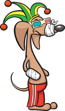 cartoon dog character in clown hat - PNG image with transparent background