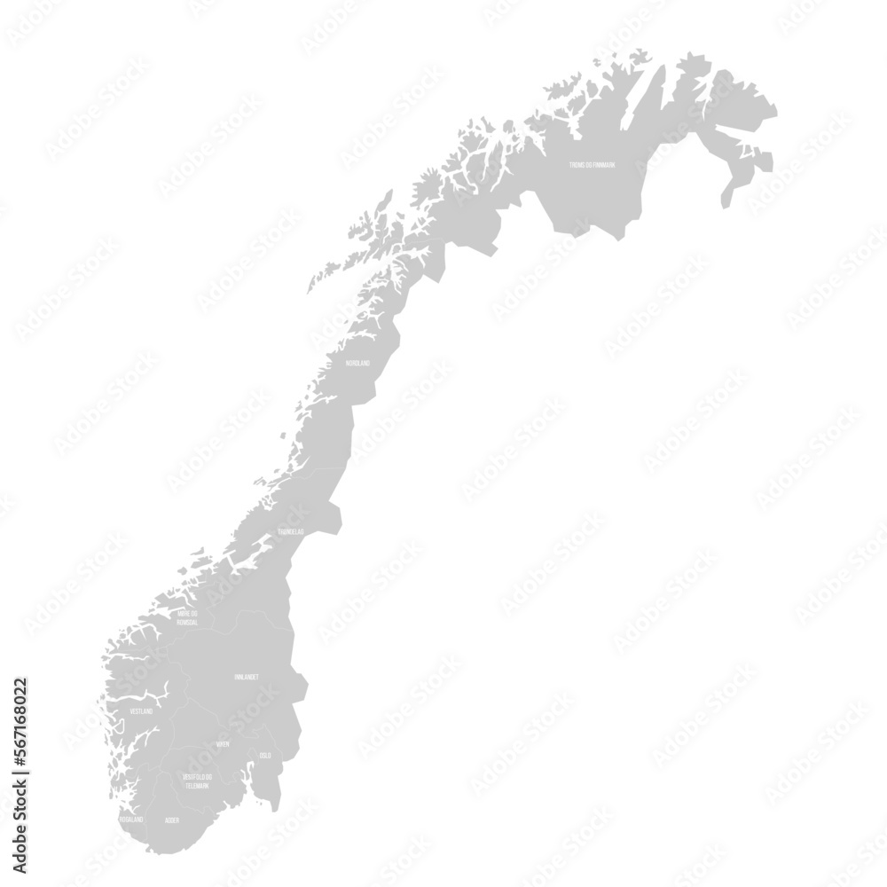 Canvas Prints norway political map of administrative divisions - Canvas Prints