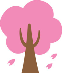 Cherry blossom, pink, plant, sakura, spring, tree icon flat illustration.